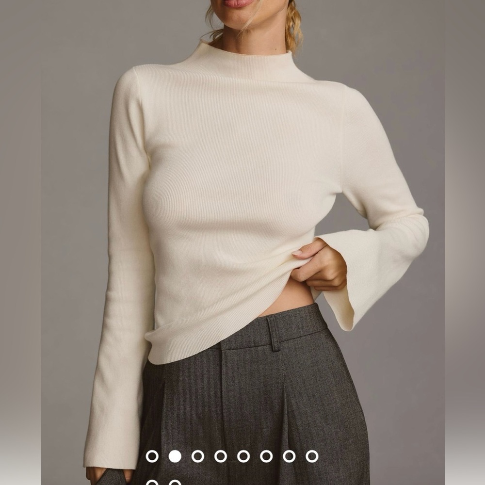 Anthropologie Maeve mock turtleneck bell sleeve sweater